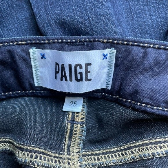 Paige Jeans Edgemont Moto Zip Skinny Stretch Denim Dark Wash Women’s Size 25 - Picture 8 of 11